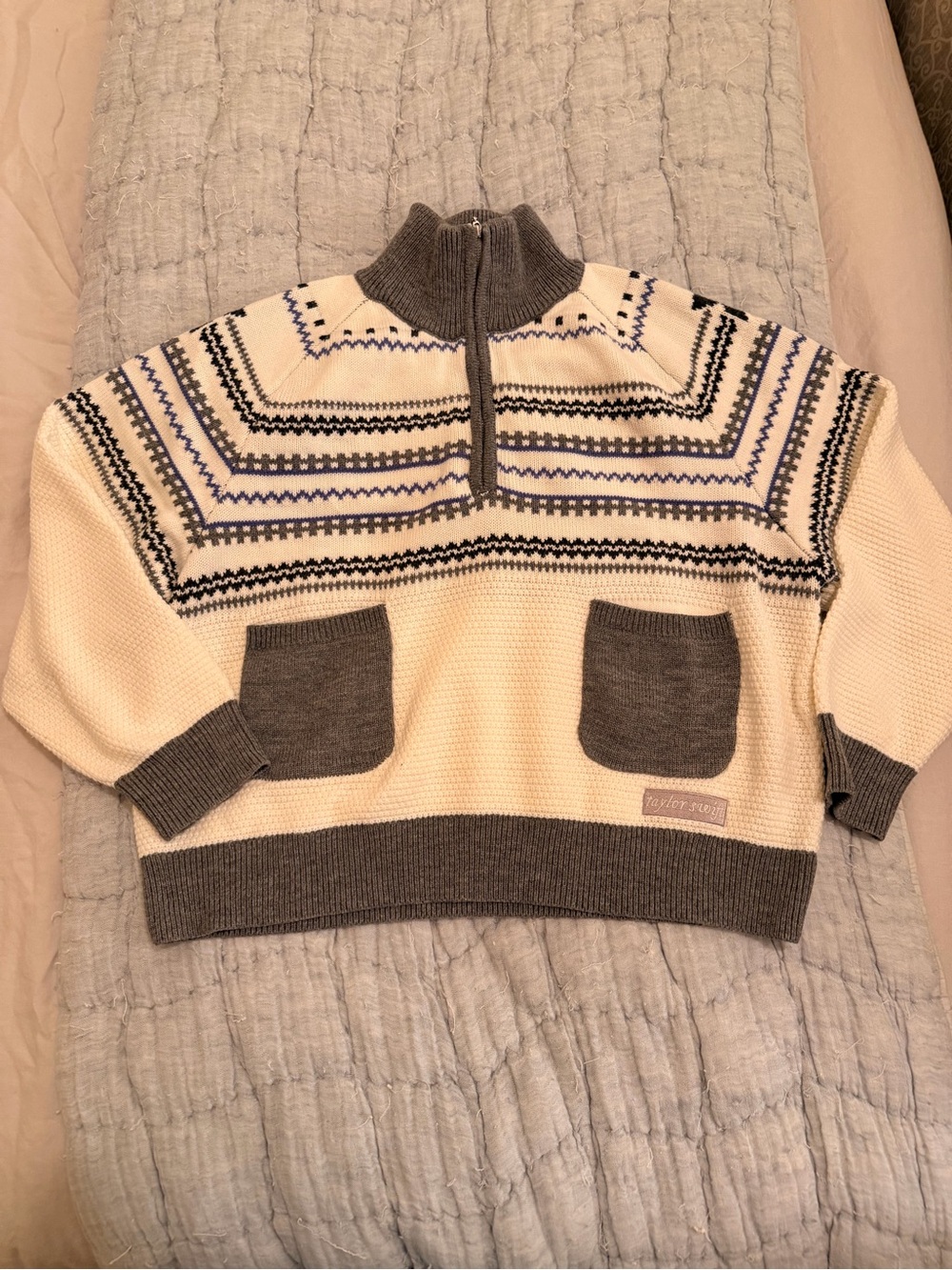 Taylor Swift Folklore Fair Isle Quarter Zip Ski Sweater - Picture 3 of 7